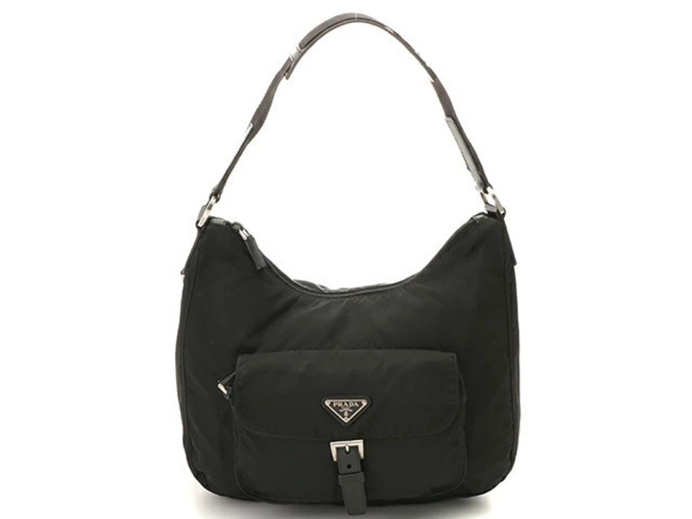 Prada Hobo Bag Calfskin Black